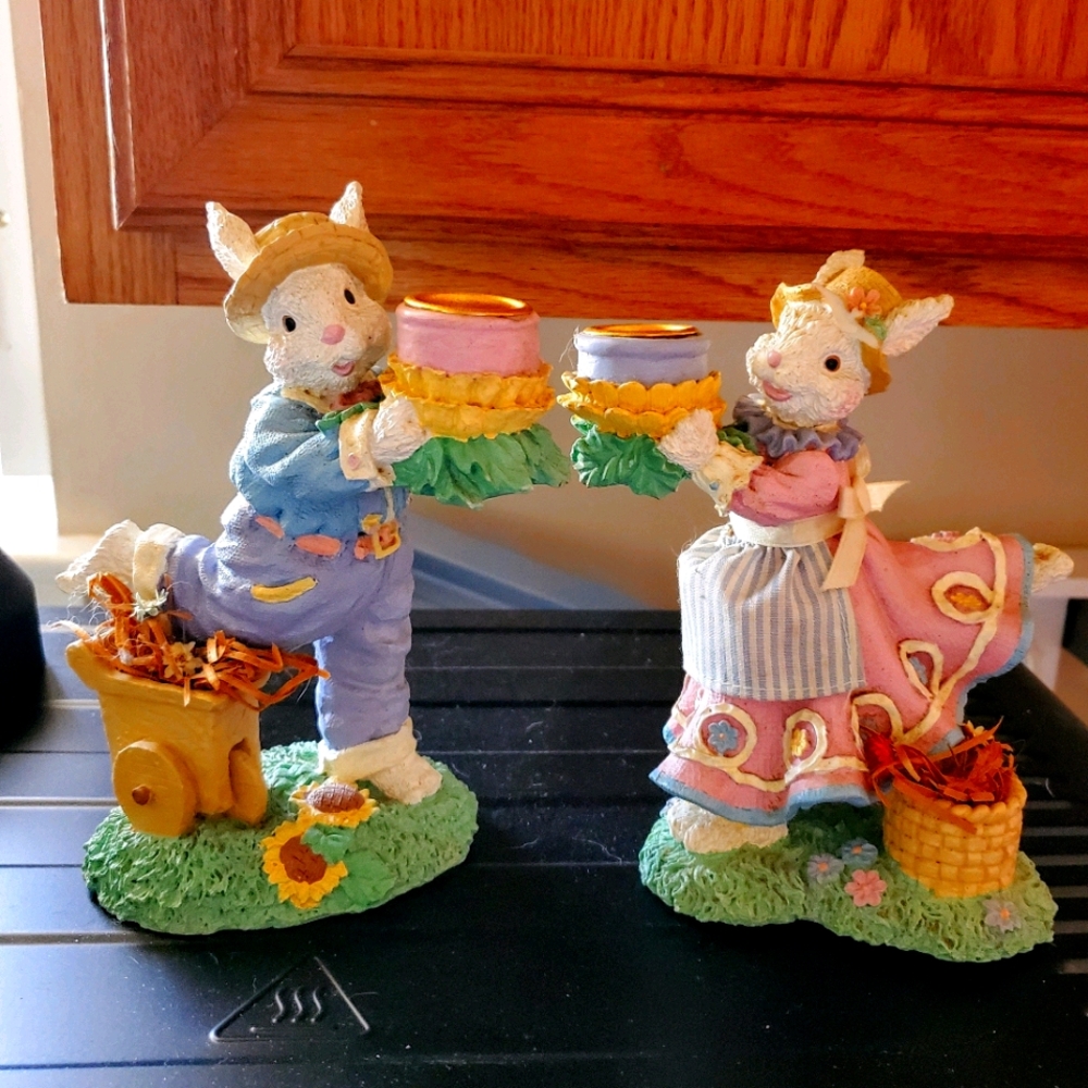 🐰 Vintage Decorative Mr. &Mrs. Bunny Candleholder